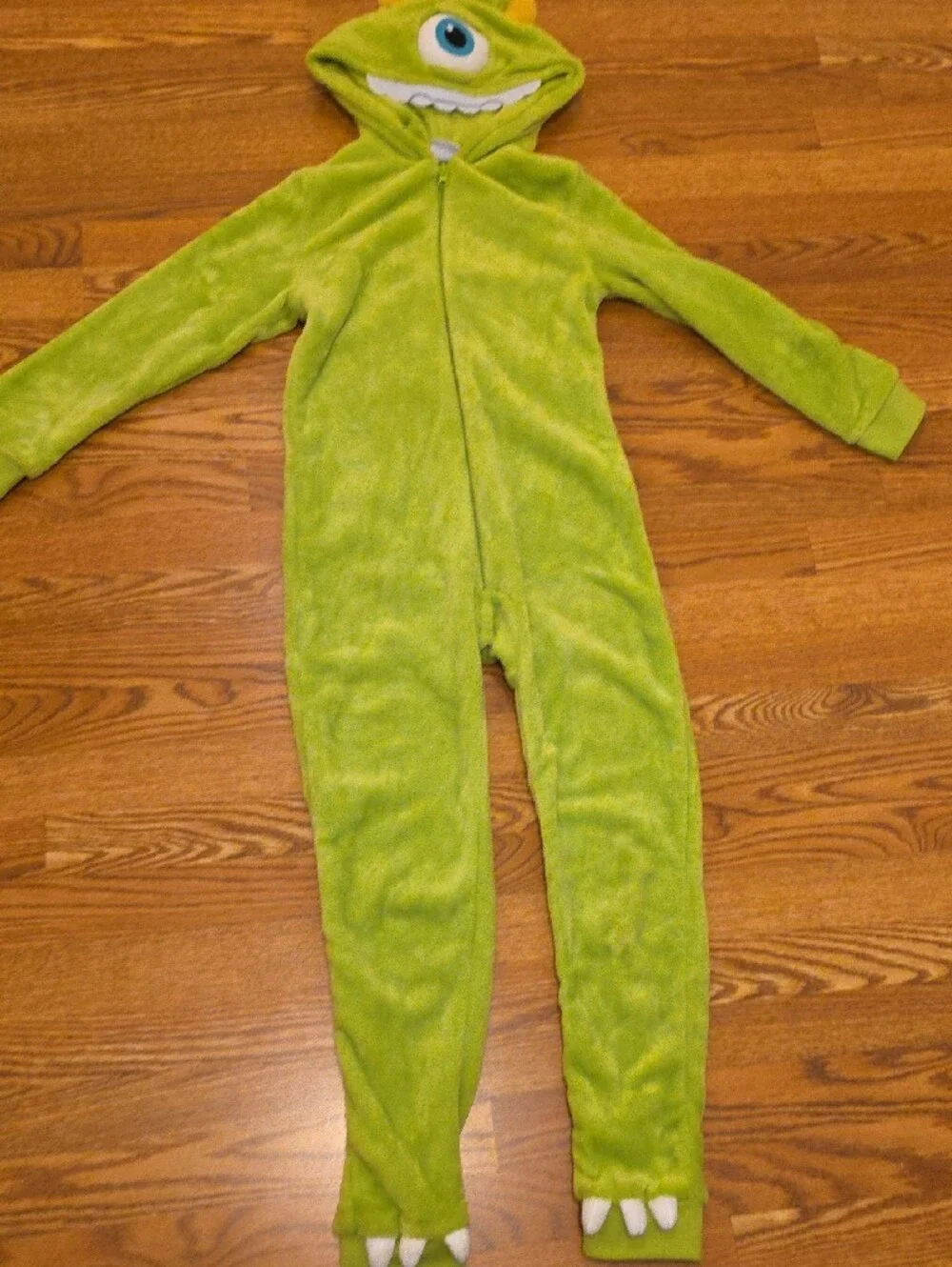 Disney Monsters Inc Hooded One-Piece Footie Pajamas Size 12 Years Old